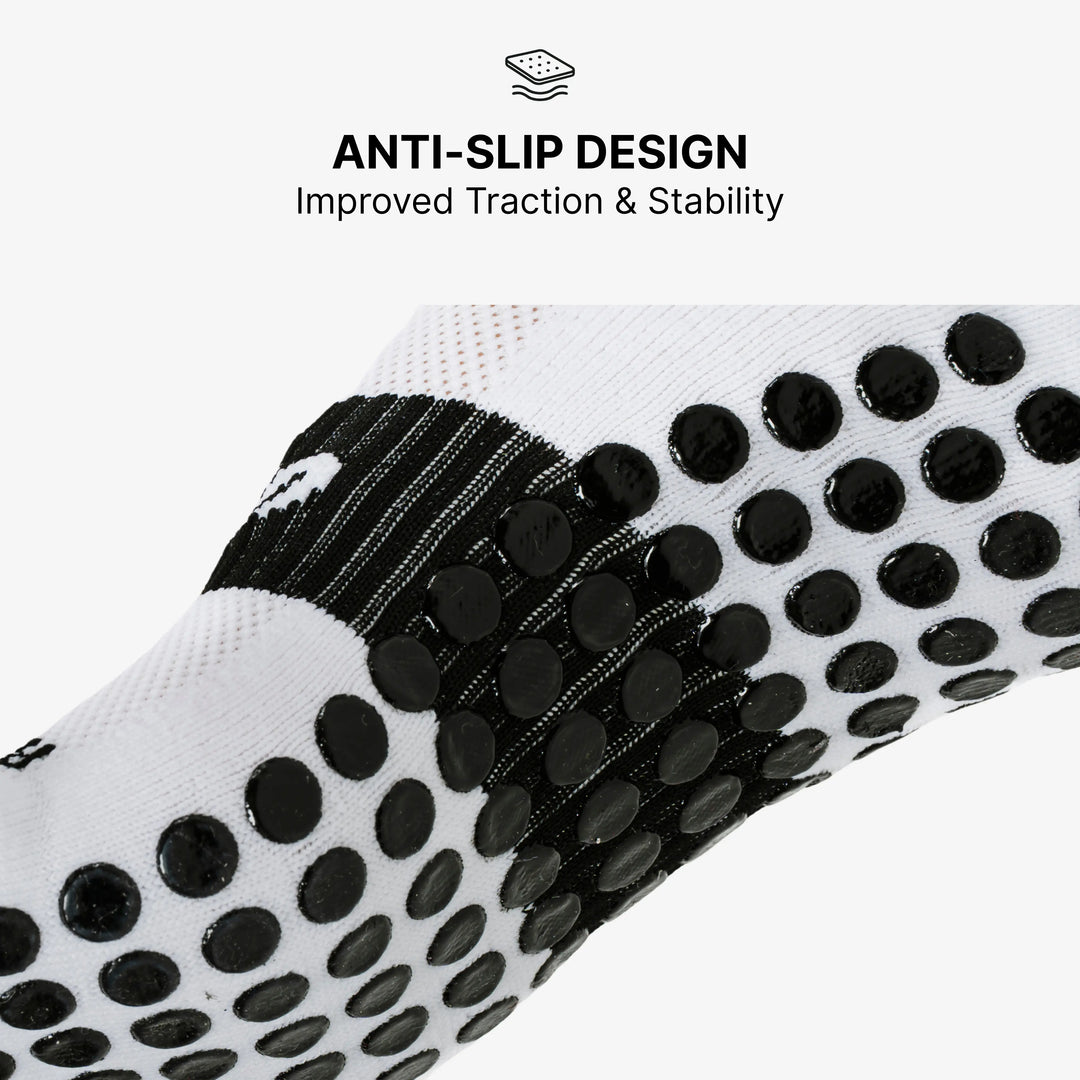 A close-up of the grip pattern on SilentBall socks, highlighting the non-slip texture and design for enhanced traction and stability