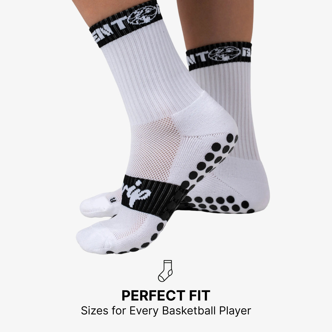 A visual demonstrating SilentBall grip socks fitting comfortably on feet of various sizes or ages, highlighting their stretchy material and perfect fit for all users