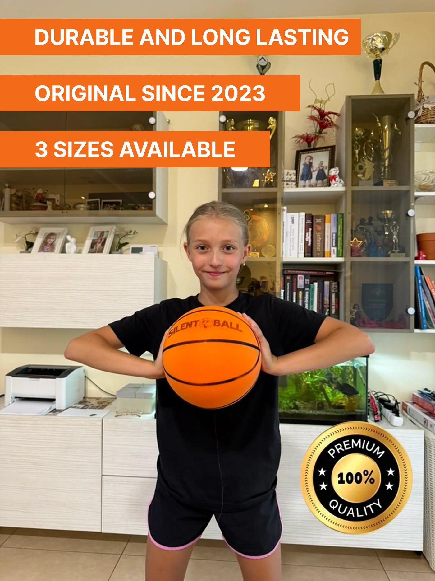 Child practicing basketball