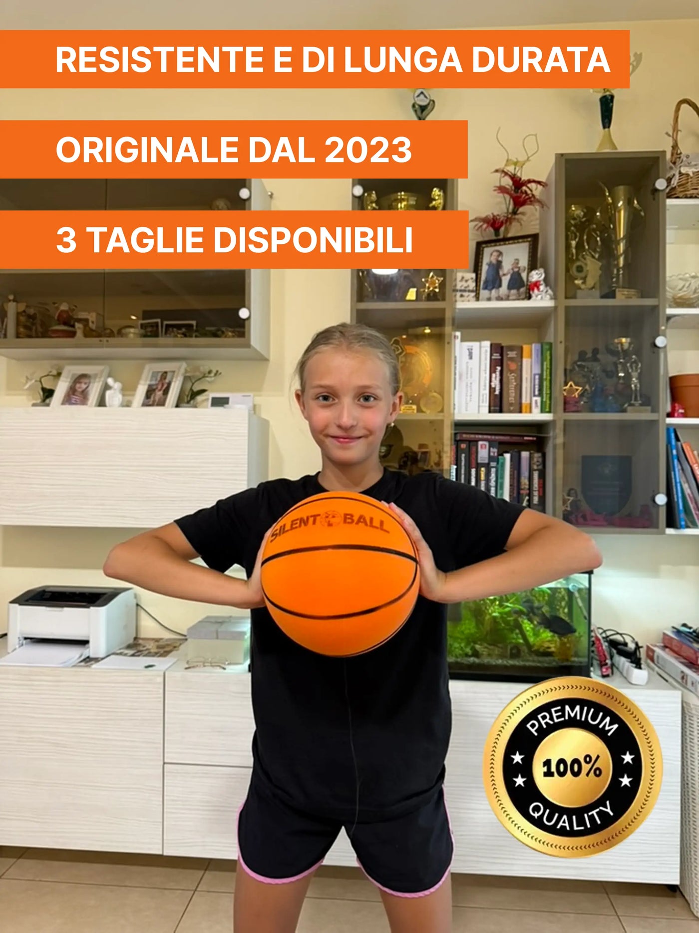 Child practicing basketball