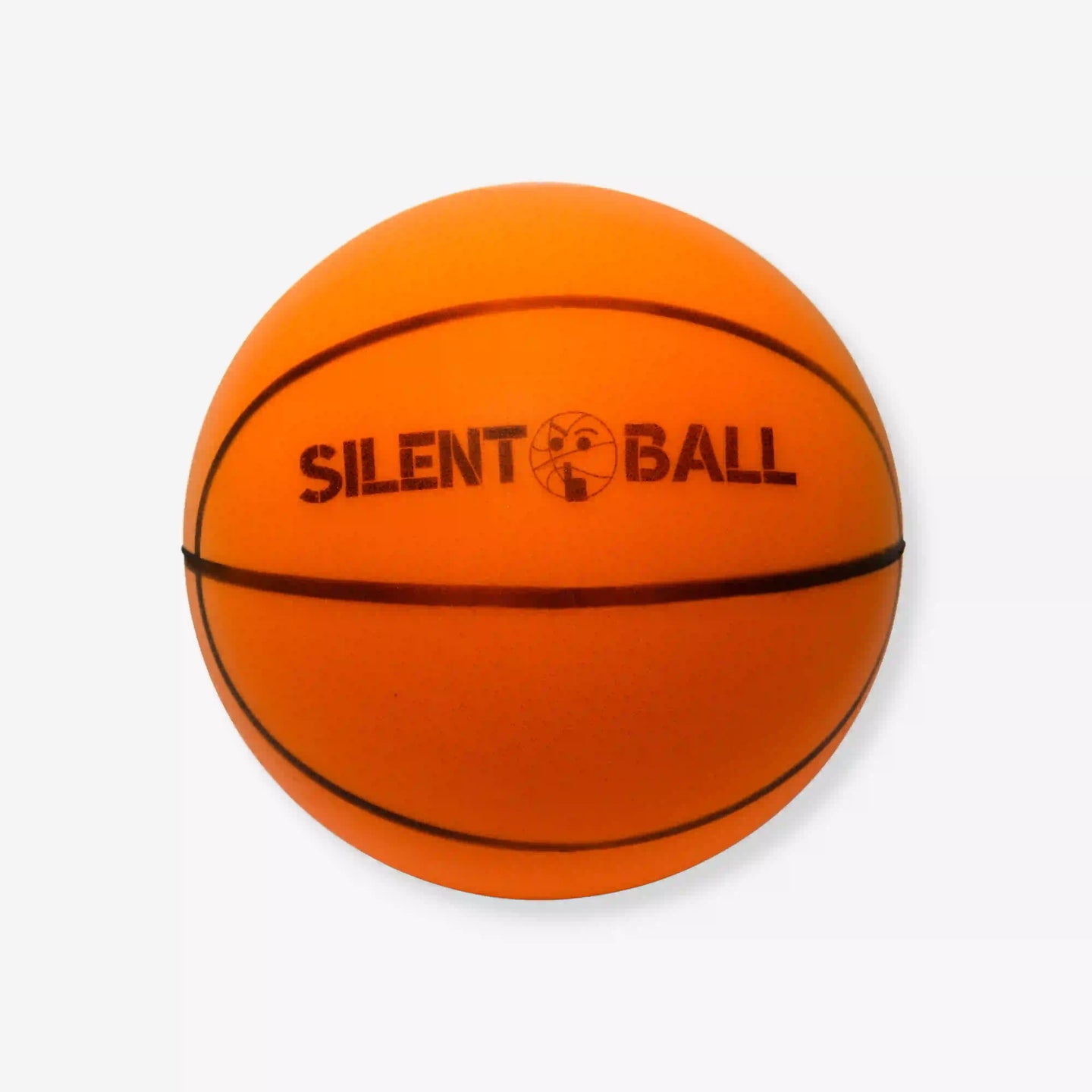 Orange basketball with 'Silent Ball' text on a white background